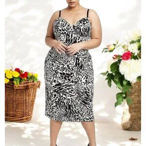 Sergio‎ Hudson X Target Animal Print Sweetheart Neckline Sheath Slip Dress 2X